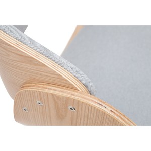 Tabouret de bar réglable en tissu gris clair et bois clair bent