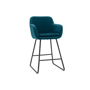 Tabourets de bar en velours bleu pétrole h65 cm (lot de 2) amika