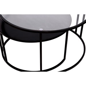 Tables basses gigognes rondes verre trempé et métal noir tahl (lot de 2)