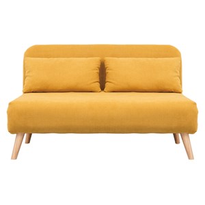 Chauffeuse 2 places convertible en tissu effet velours moutarde amiko