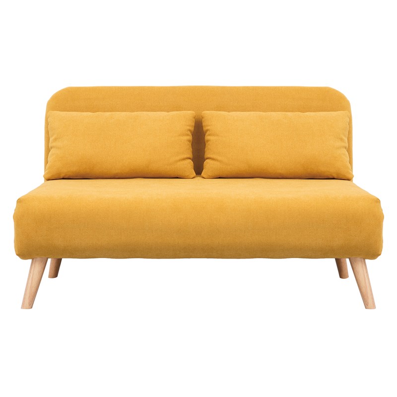 Miliboo - Chauffeuse 2 places convertible en tissu effet velours moutarde amiko