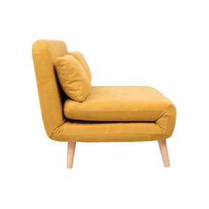 Chauffeuse 2 places convertible en tissu effet velours moutarde amiko