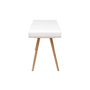 Bureau avec rangement  blanc, cannage et bois clair l120 cm olympe