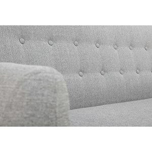 Canapé déhoussable 3 places en tissu gris clair et bois clair ynok