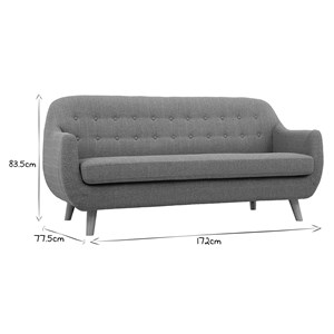 Canapé déhoussable 3 places en tissu gris clair et bois clair ynok