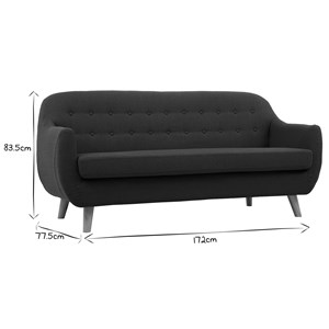 Canapé déhoussable 3 places en tissu bleu canard et bois clair ynok