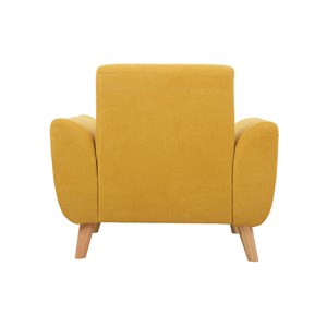 Fauteuil en tissu effet velours jaune moutarde et bois clair  ektor