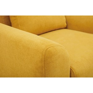 Fauteuil en tissu effet velours jaune moutarde et bois clair  ektor