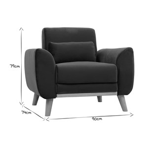 Fauteuil en tissu velours bleu pétrole et bois clair ektor