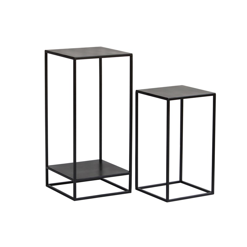 Miliboo - Sellettes gigognes en métal noir l34 cm (lot de 2) iggy