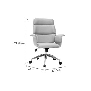 Fauteuil de bureau à roulettes en tissu gris clair et bois clair elon