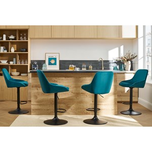 Tabourets de bar réglables velours bleu pétrole (lot de 2) holo