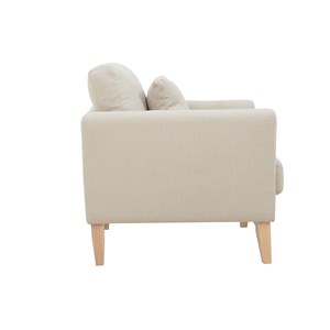 Fauteuil déhoussable en tissu beige et bois clair oslo
