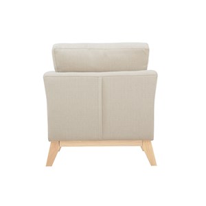 Fauteuil déhoussable en tissu beige et bois clair oslo