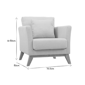 Fauteuil déhoussable en tissu beige et bois clair oslo