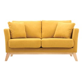 Canapé déhoussable 2 places en tissu effet velours jaune moutarde oslo