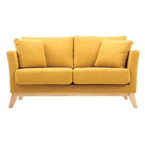 Canapé déhoussable 2 places en tissu effet velours jaune moutarde oslo