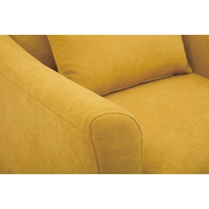 Fauteuil en tissu effet velours jaune moutarde et bois clair kate