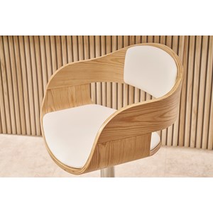 Tabouret de bar réglable blanc et bois clair eustache