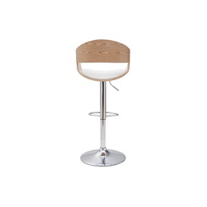 Tabouret de bar réglable blanc et bois clair eustache