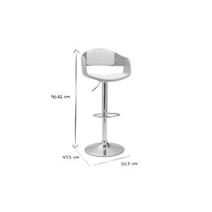 Tabouret de bar réglable blanc et bois clair eustache