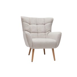 Fauteuil en tissu effet velours texturé beige et bois clair avery