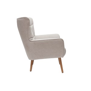 Fauteuil en tissu effet velours texturé beige et bois clair avery