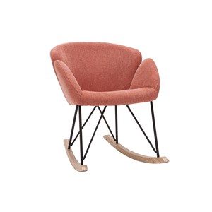 Rocking chair en tissu effet velours texturé terracotta, métal noir rhapsody