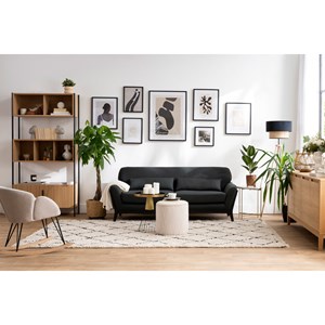 Rocking chair en tissu effet velours texturé terracotta, métal noir rhapsody