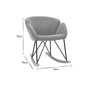 Rocking chair en tissu effet velours texturé terracotta, métal noir rhapsody