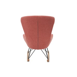 Rocking chair en tissu effet velours texturé terracotta, métal noir eskua