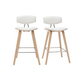 Tabourets de bar blanc et bois clair h69 cm (lot de 2) vasco