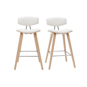 Tabourets de bar blanc et bois clair h69 cm (lot de 2) vasco