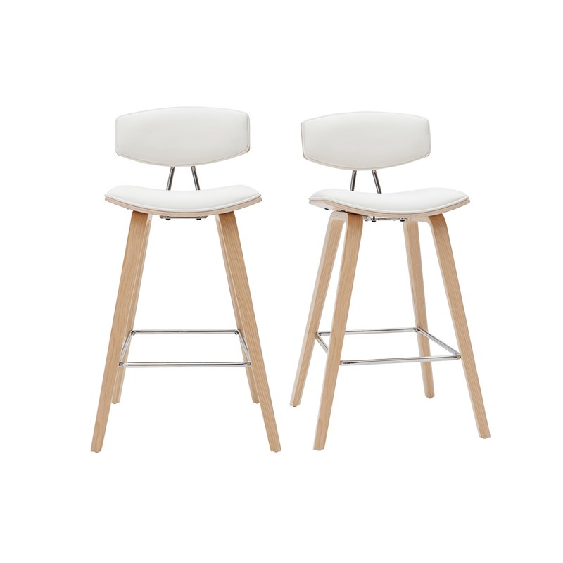 Miliboo - Tabourets de bar blanc et bois clair h69 cm (lot de 2) vasco
