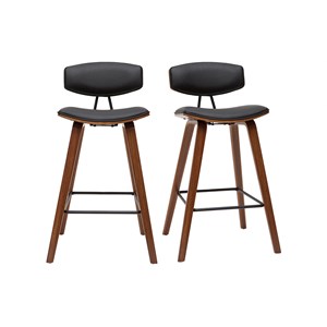 Tabourets de bar noir et bois foncé h69 cm (lot de 2) vasco