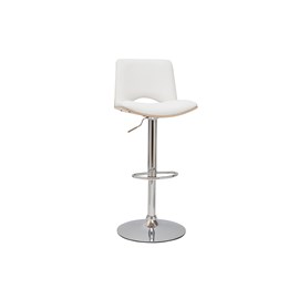 Tabouret de bar réglable blanc et bois clair panach