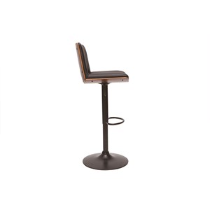 Tabouret de bar réglable noir et bois foncé panach