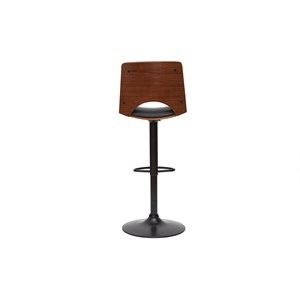 Tabouret de bar réglable noir et bois foncé panach