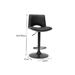 Tabouret de bar réglable noir et bois foncé panach