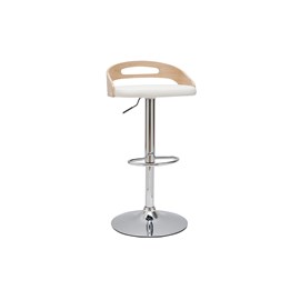 Tabouret de bar réglable blanc et bois clair mano