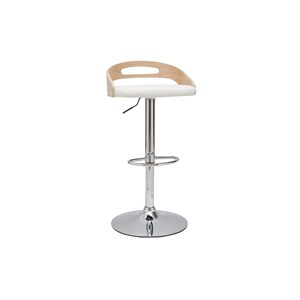 Tabouret de bar réglable blanc et bois clair mano