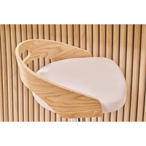 Tabouret de bar réglable blanc et bois clair mano