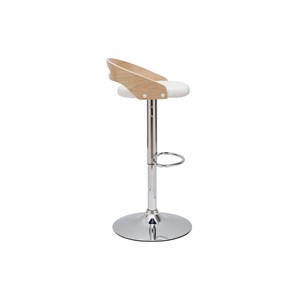 Tabouret de bar réglable blanc et bois clair mano