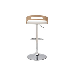 Tabouret de bar réglable blanc et bois clair mano