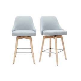 Tabourets de bar scandinaves pivotants tissu gris clair h65 cm (lot de 2) hasta