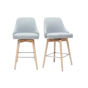 Tabourets de bar scandinaves pivotants tissu gris clair h65 cm (lot de 2) hasta