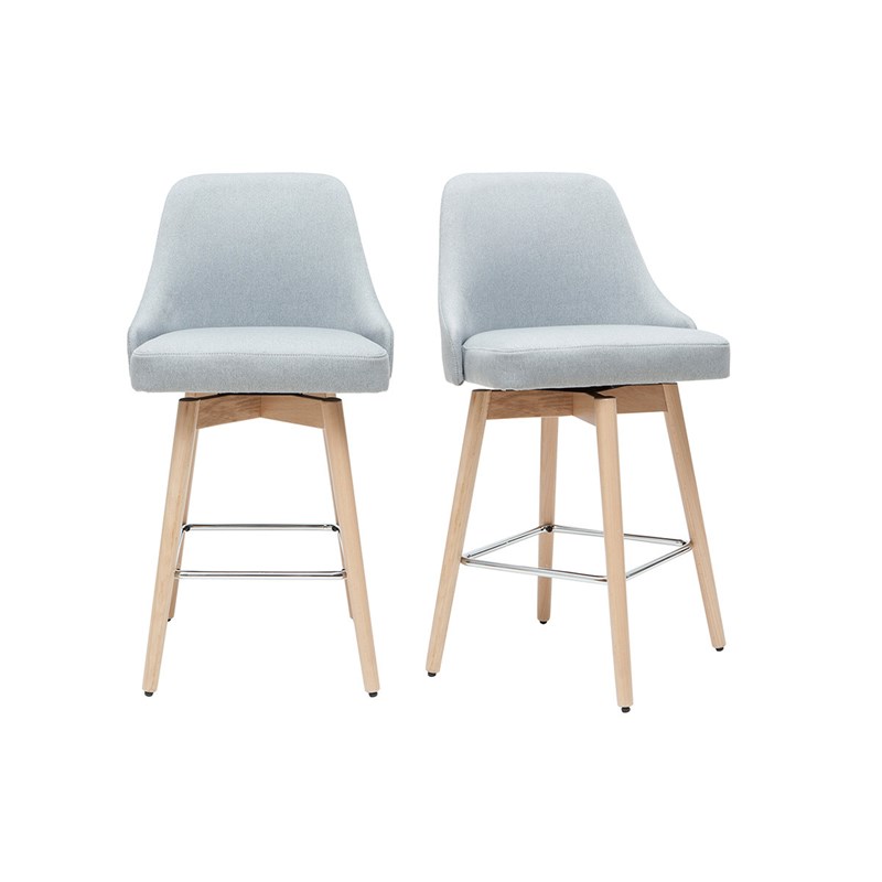 Miliboo - Tabourets de bar scandinaves pivotants tissu gris clair h65 cm (lot de 2) hasta