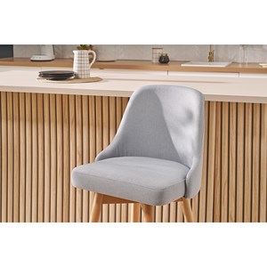 Tabourets de bar scandinaves pivotants tissu gris clair h65 cm (lot de 2) hasta