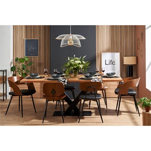 Chaises en bois foncé noyer et métal noir (lot de 2) tobias