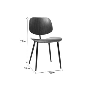 Chaises en bois foncé noyer et métal noir (lot de 2) tobias